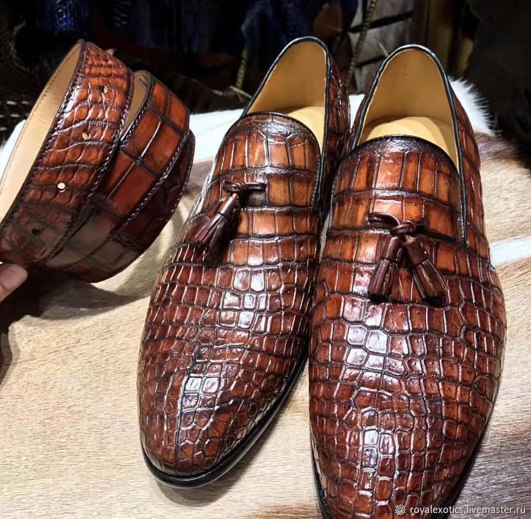 Ботинки мужские Фенди из крокодиловой кожи