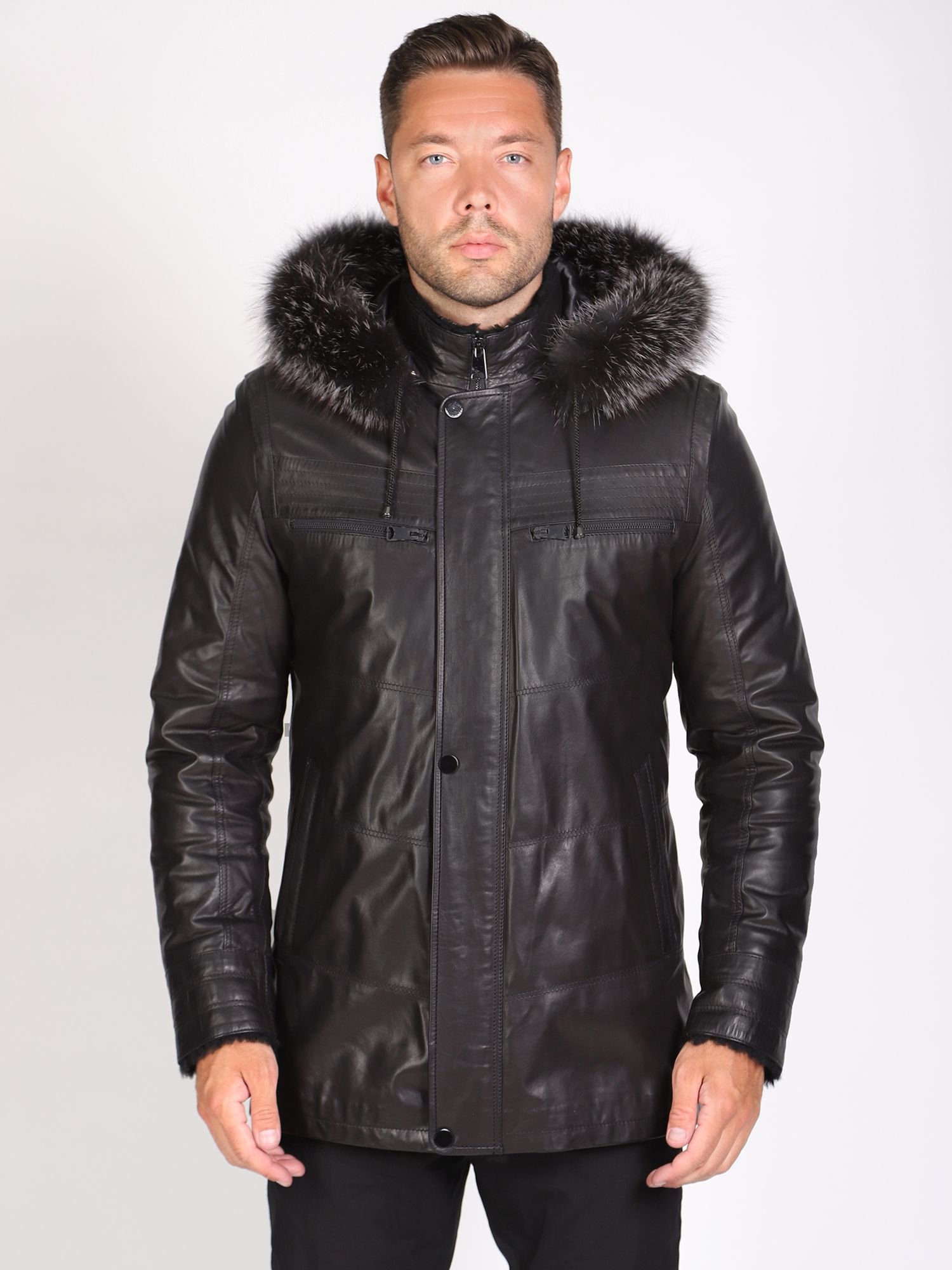 Зимние кожаные куртки мужские с мехом