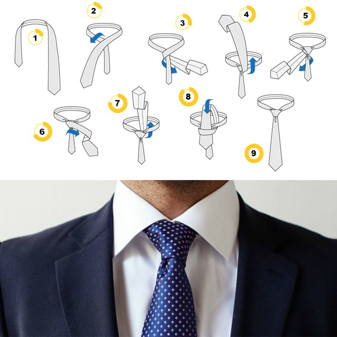 Схема завязывания галстука Виндзор
