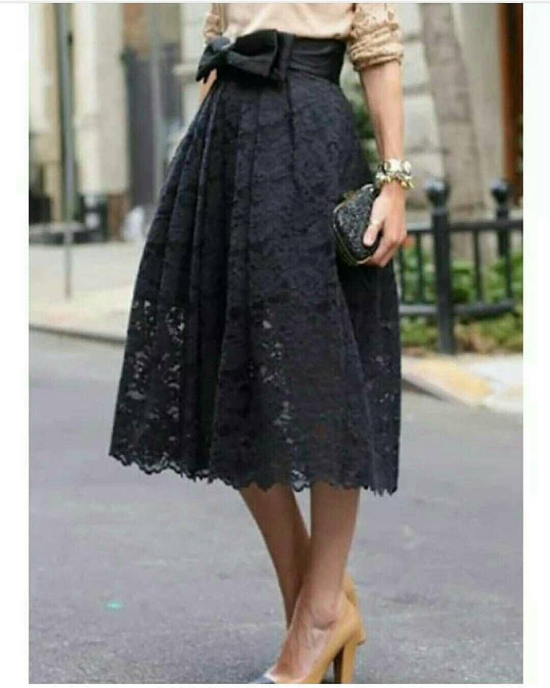Черная кружевная юбка