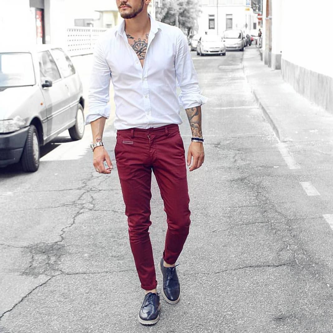 Красные штаны мужские стиль