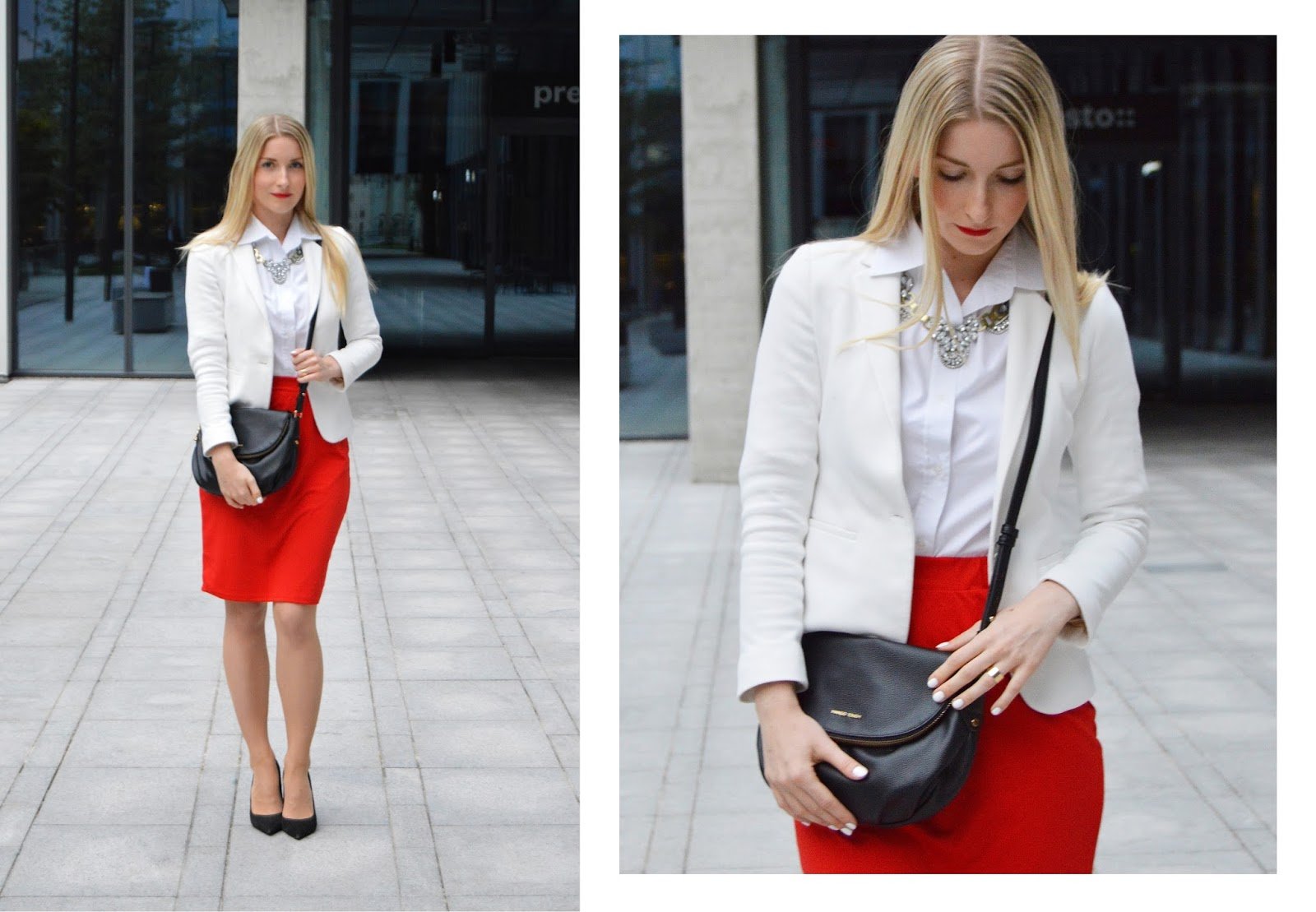 Белый пиджак красная юбка