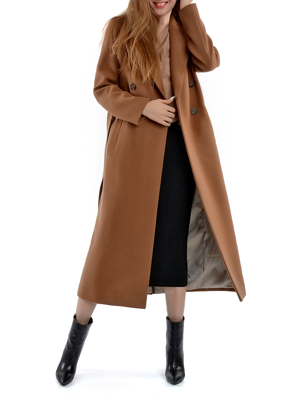 Пальто женское кэмел 2022