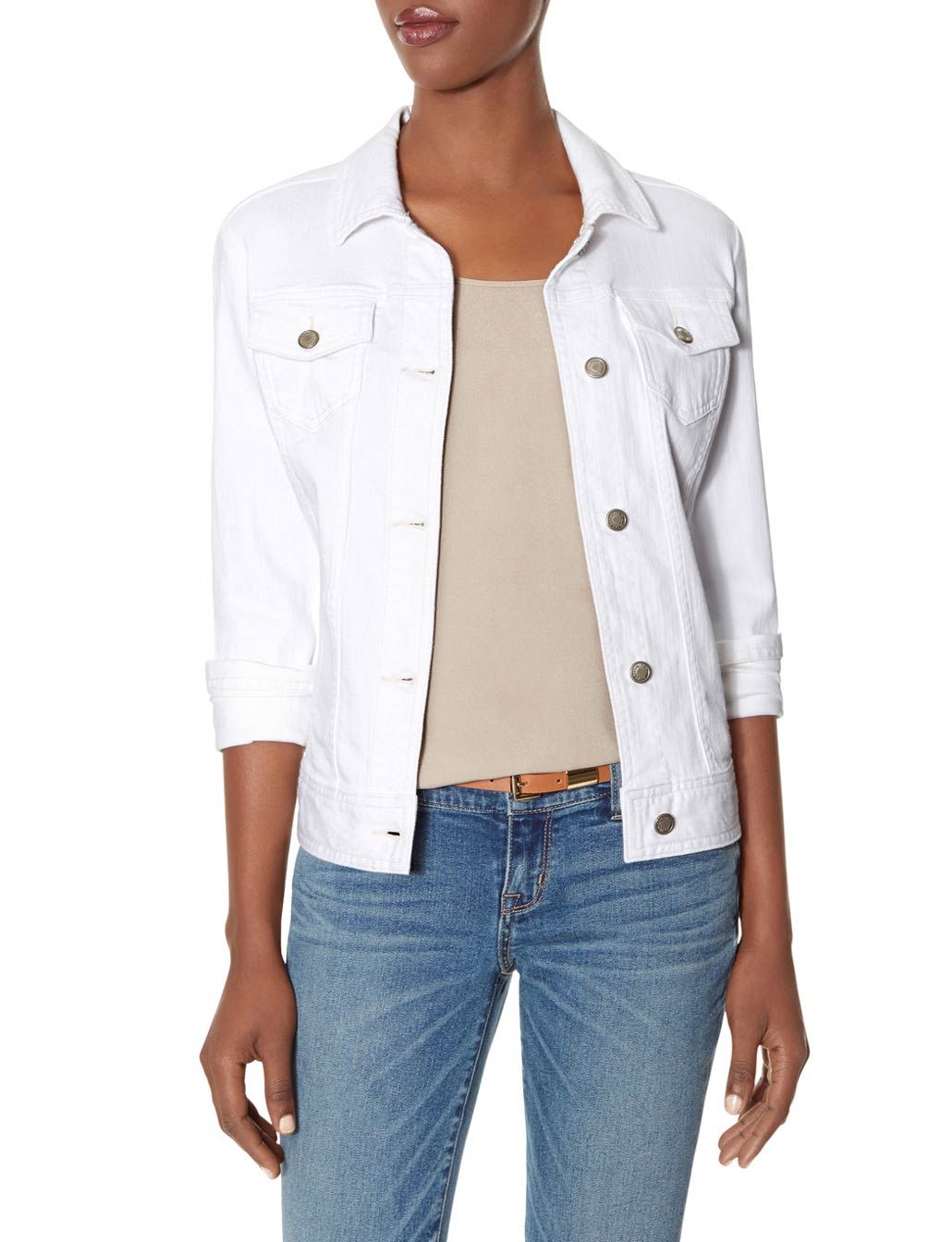 Белая джинсовая куртка женская
