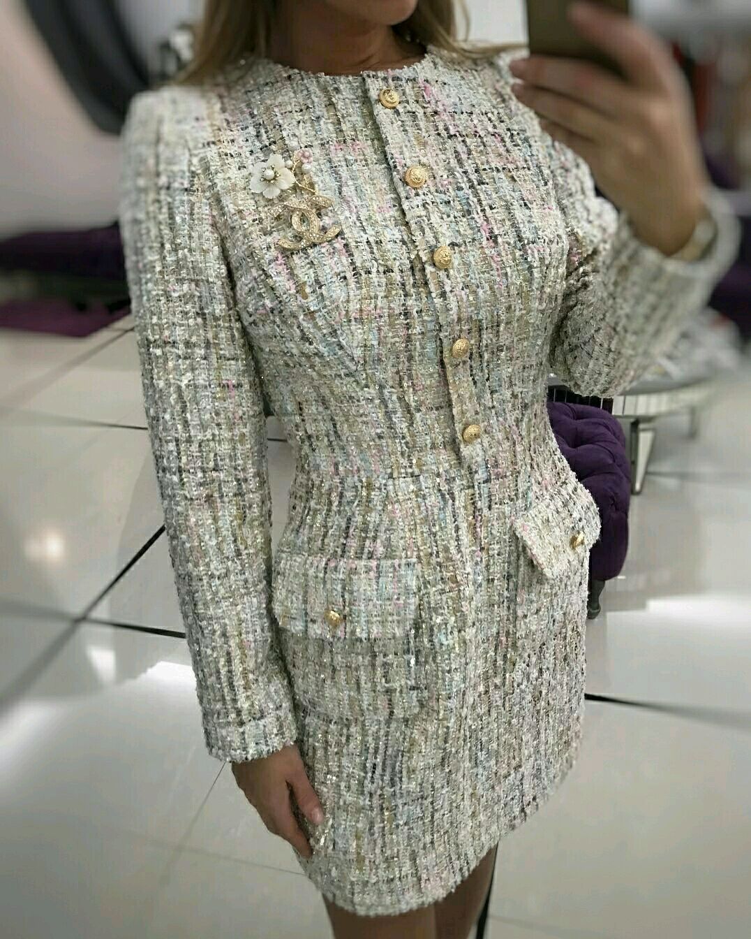 Твидовый брючный костюм Шанель твидовый 2020