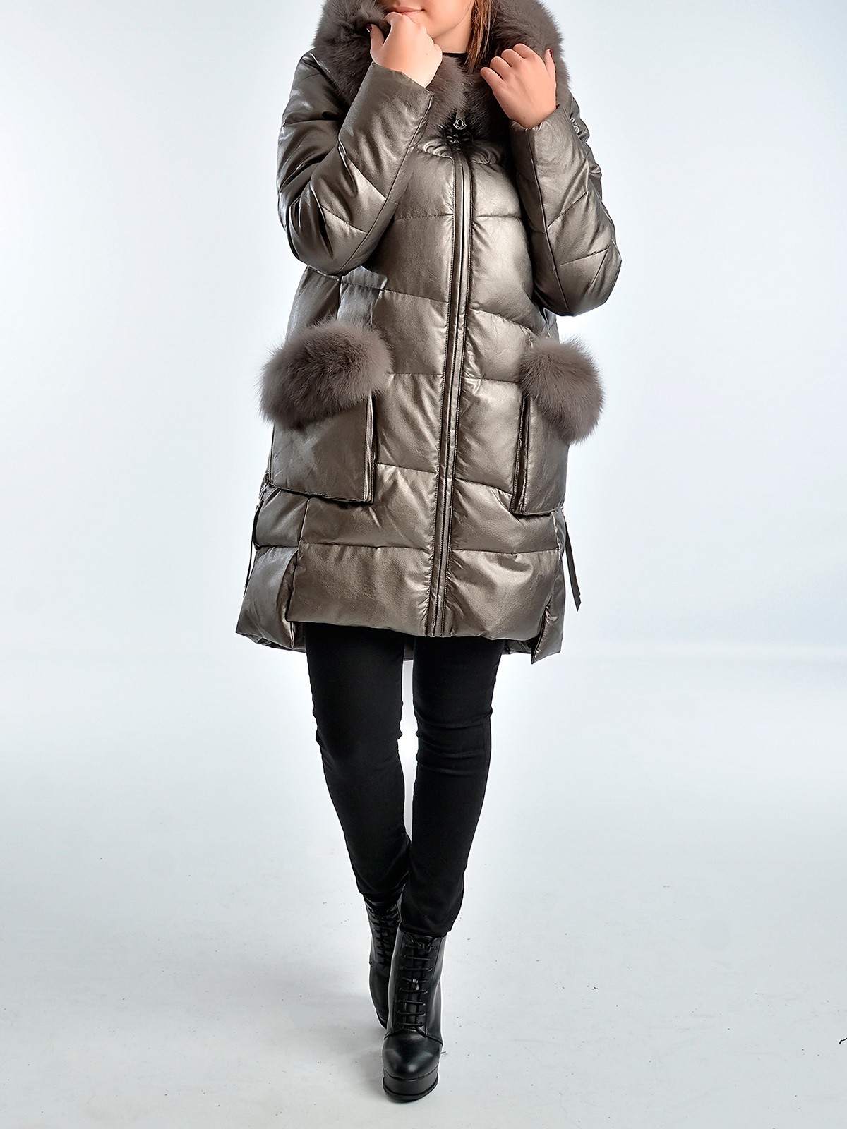 Куртка Zara женская из экокожи экокожи с капюшоном 8073/239