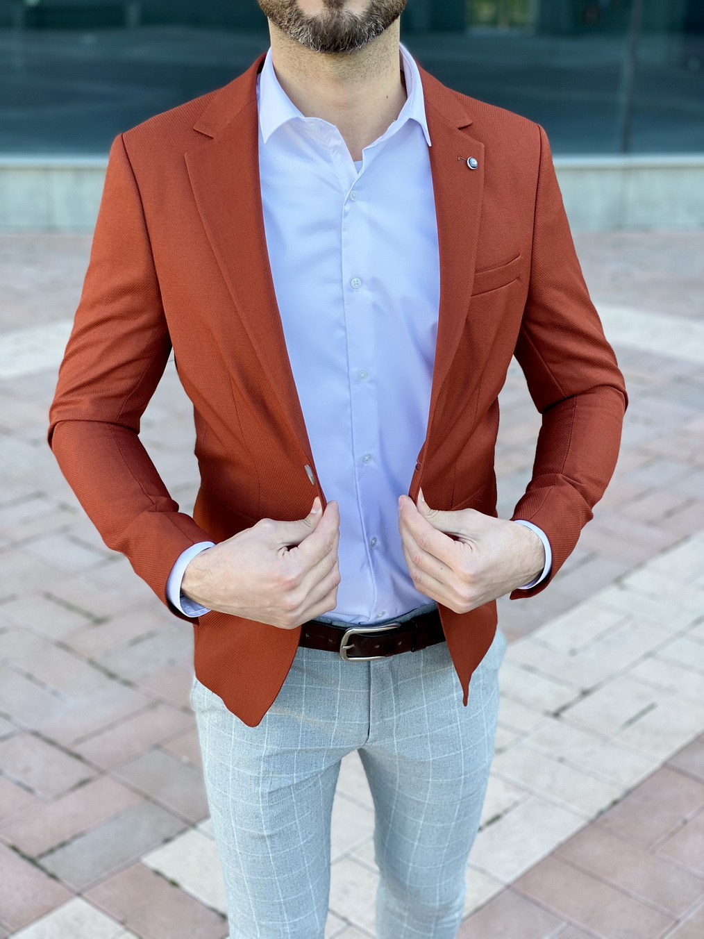 Оранжевый пиджак мужской