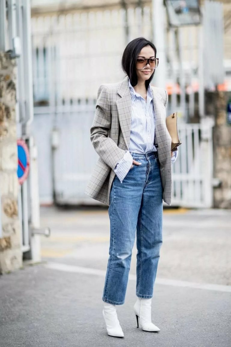джинсы с белым пиджаком женские фото