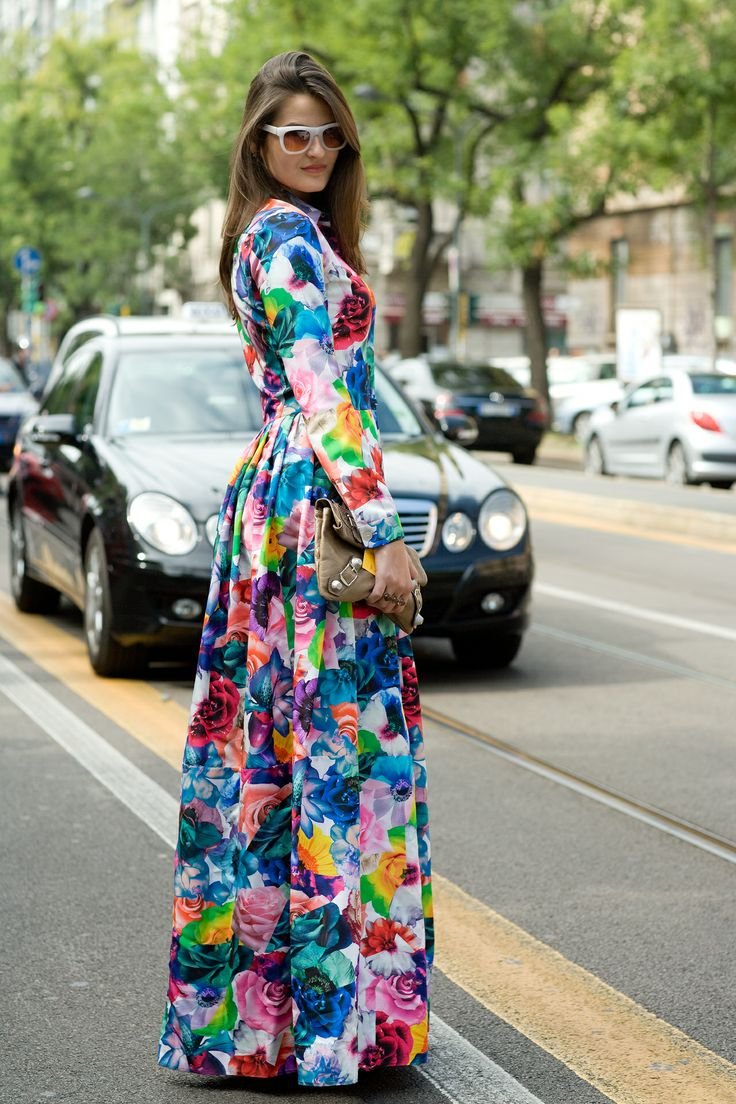 длинные платья с цветами фото