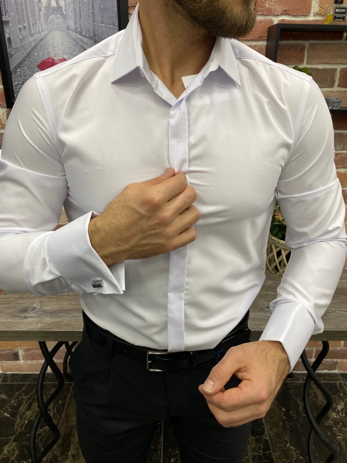 Белая рубашка с запонками мужская