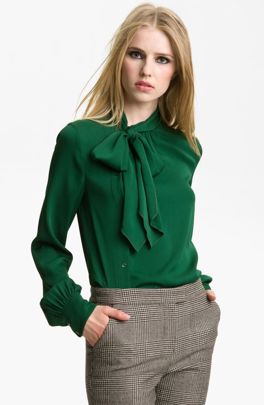 Зеленая блузка (78 фото)