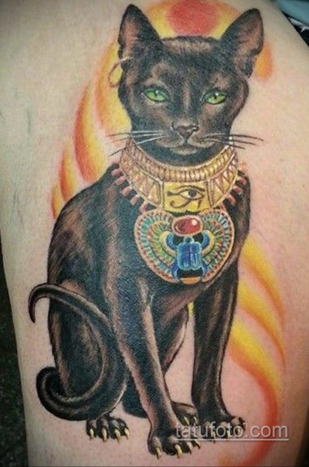 Египетская богиня кошка Бастет тату