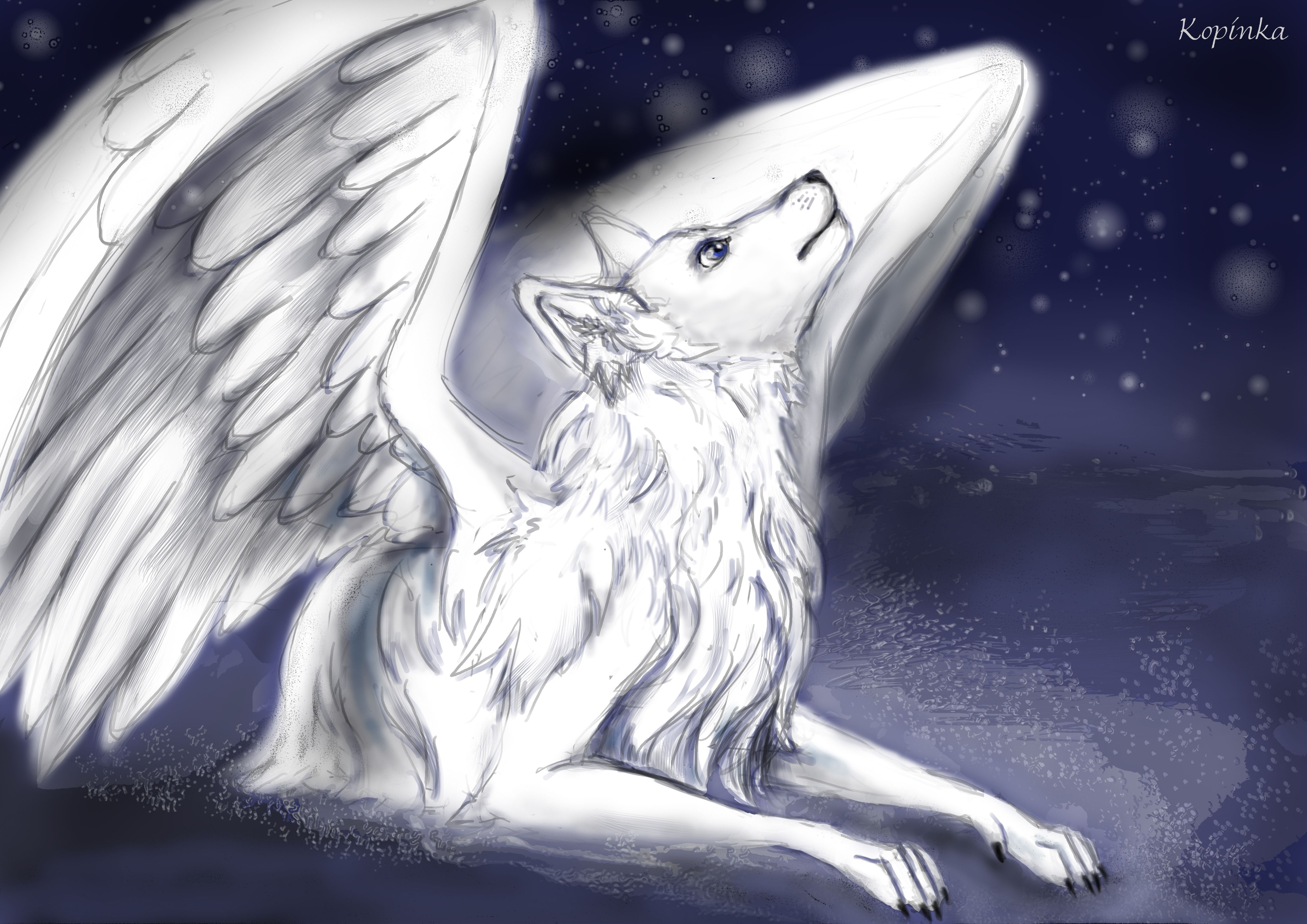 Симуран крылатый волк белый