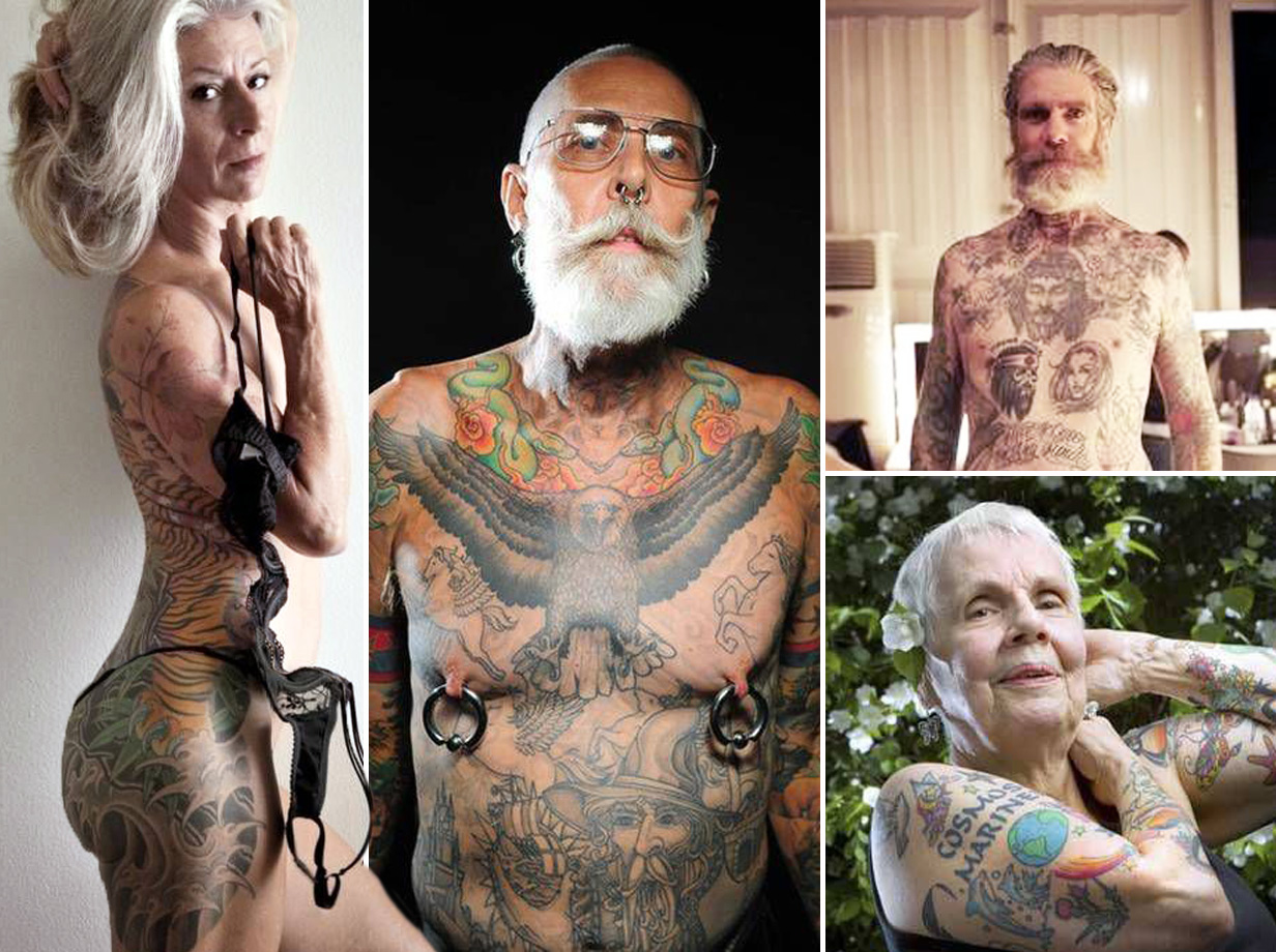 Пожилые люди с татуировками