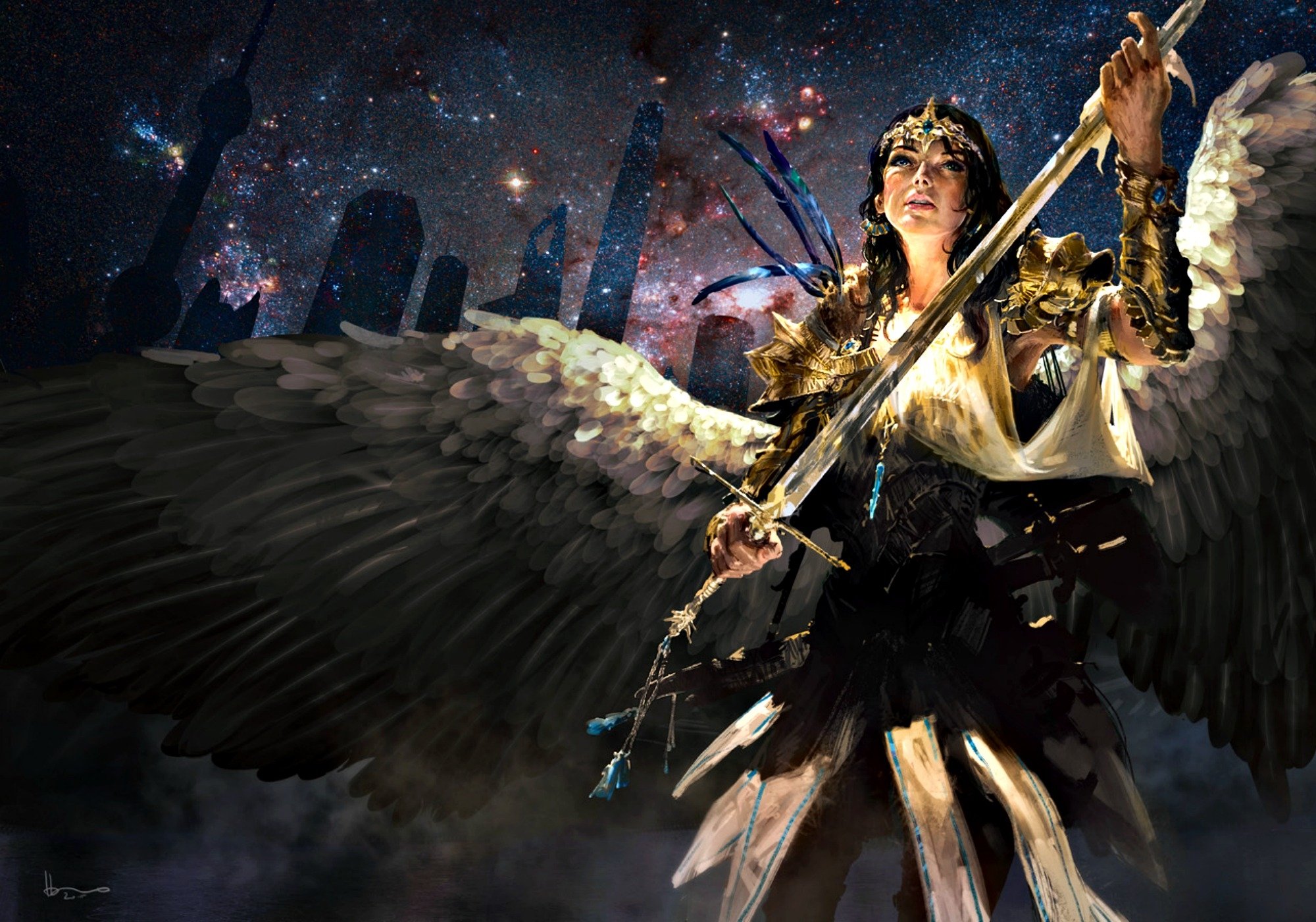 Женщина воин с крыльями