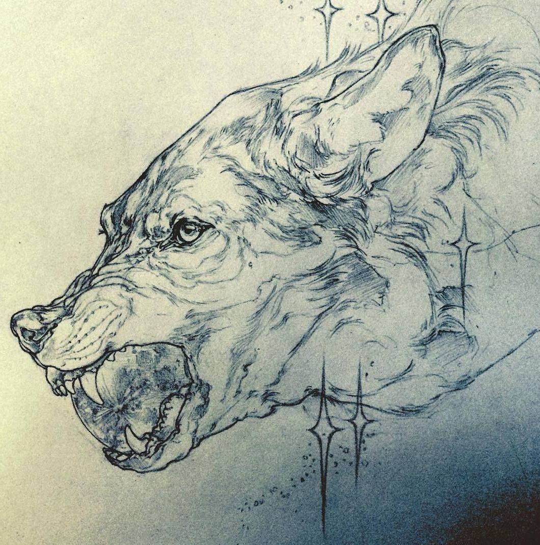 Набросок Татуировки волка
