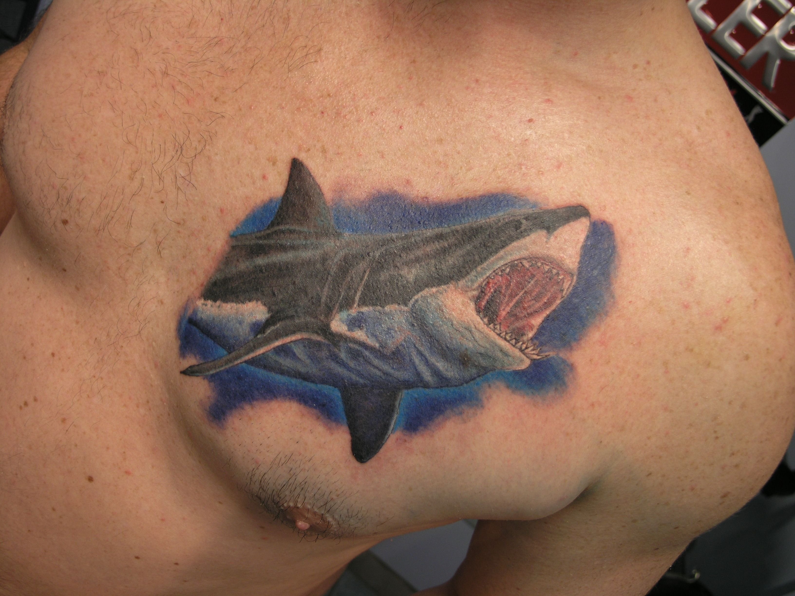 Тату акула на грудине мужские