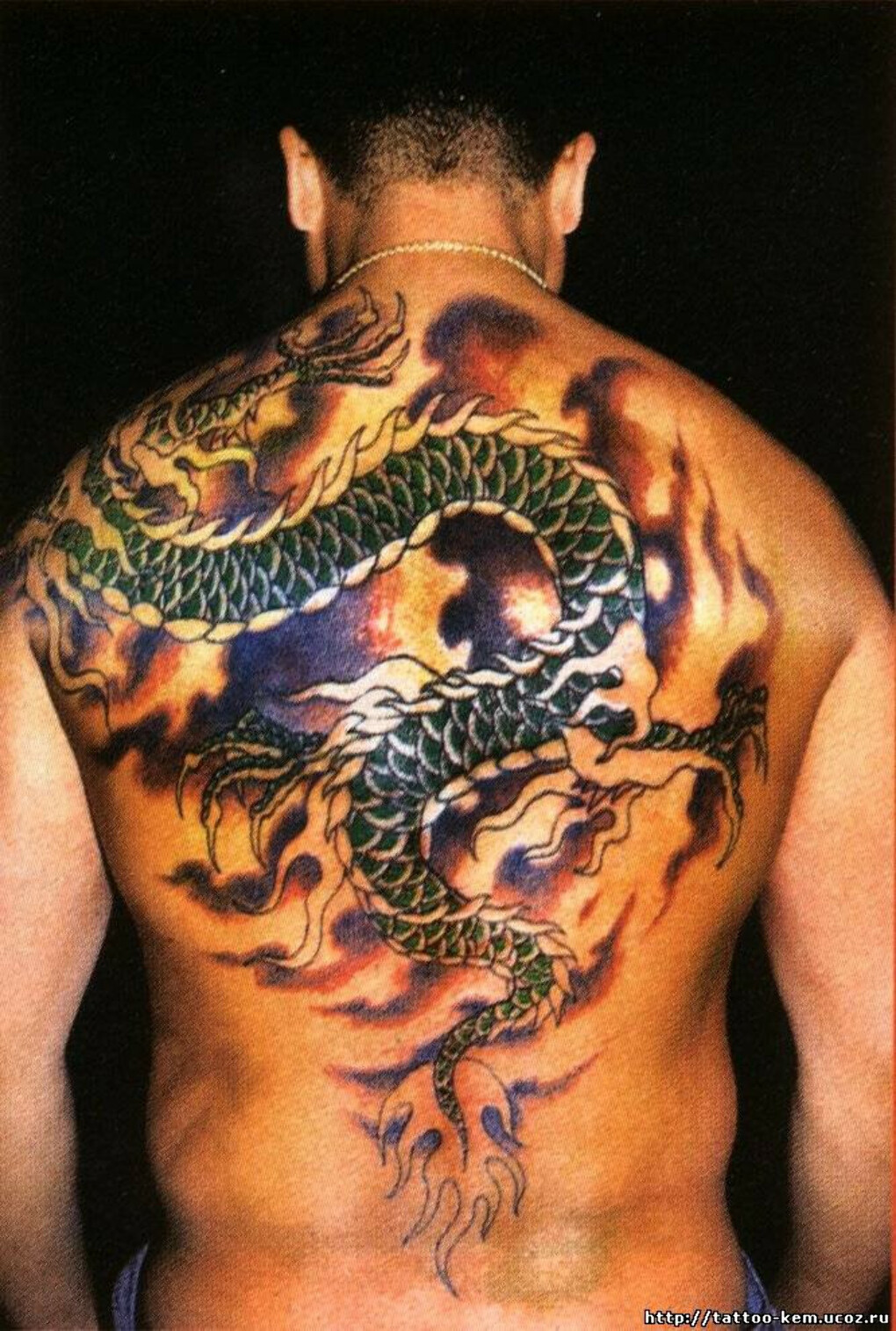 Тату дракон на спине