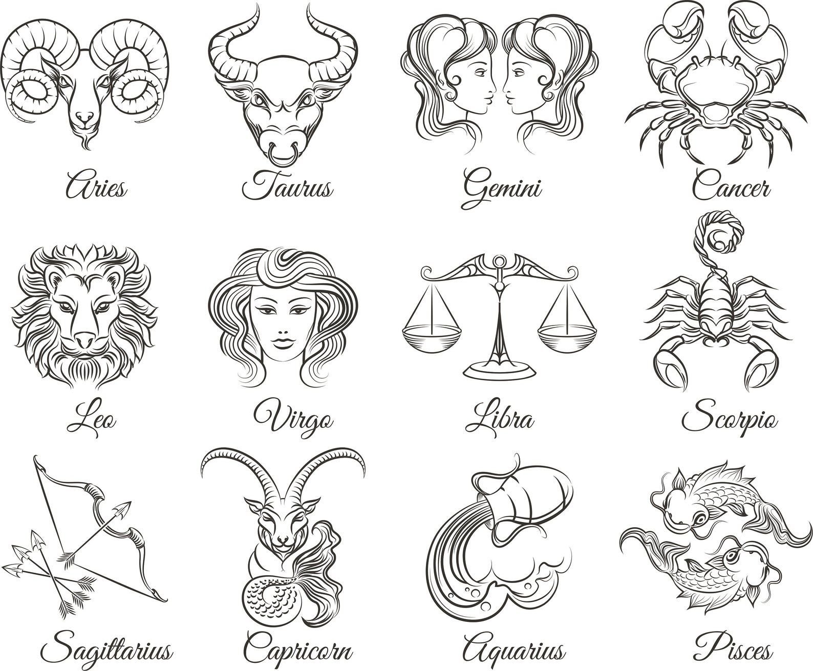 Эскизы тату для девушек знаки зодиака