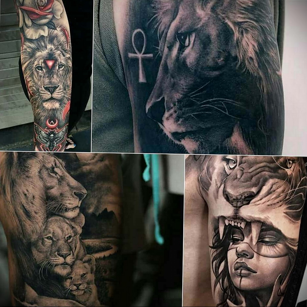 Татуировка рукав для мужчин Лев
