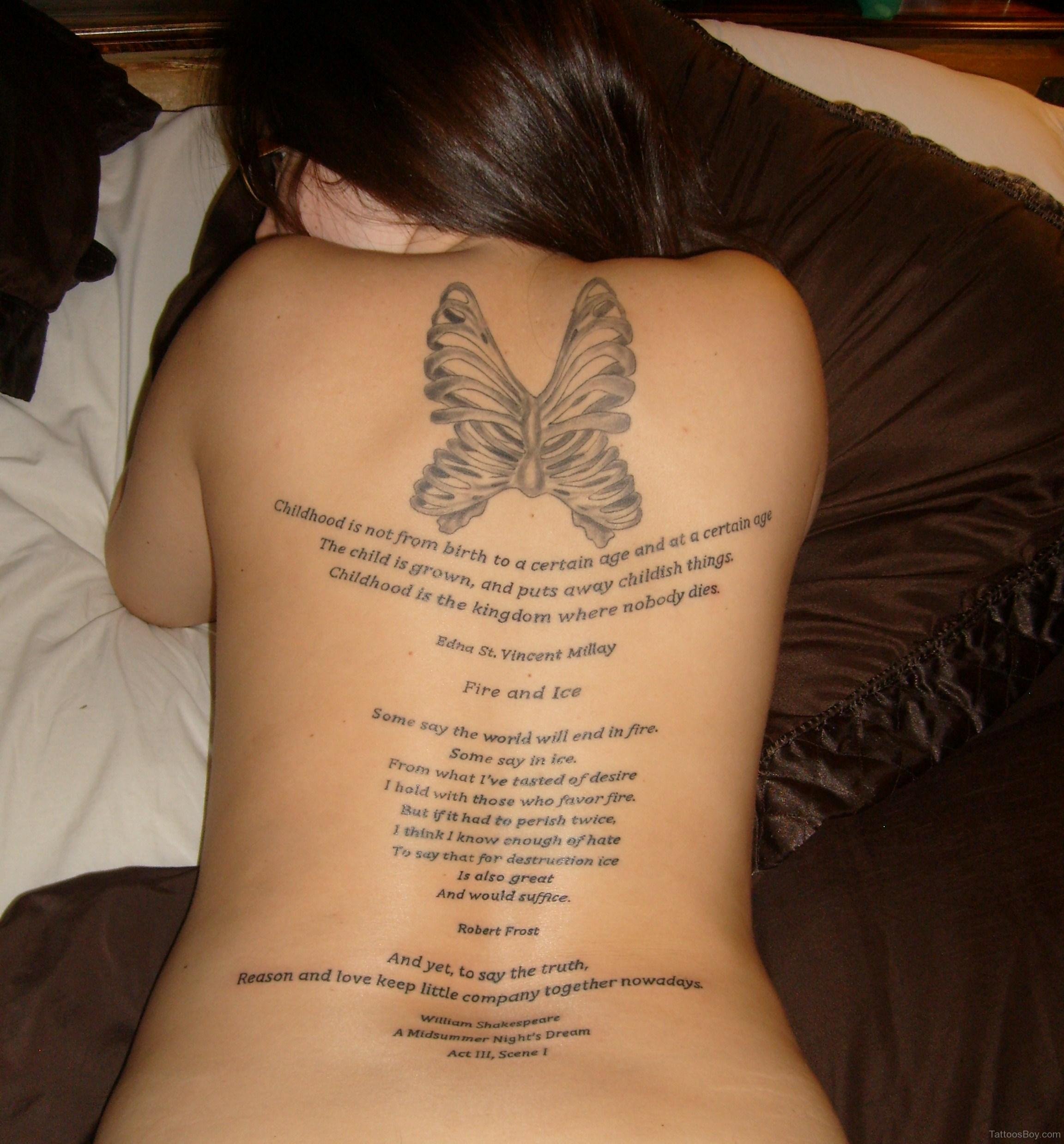 Татуировка на спине текст