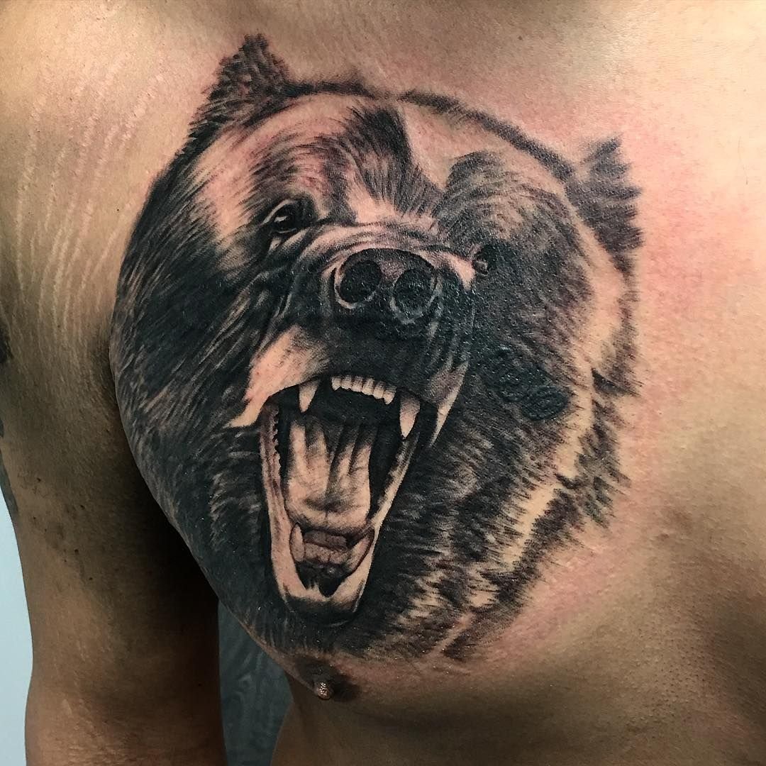 татуировки для мужчин с медведем на груди фото 64