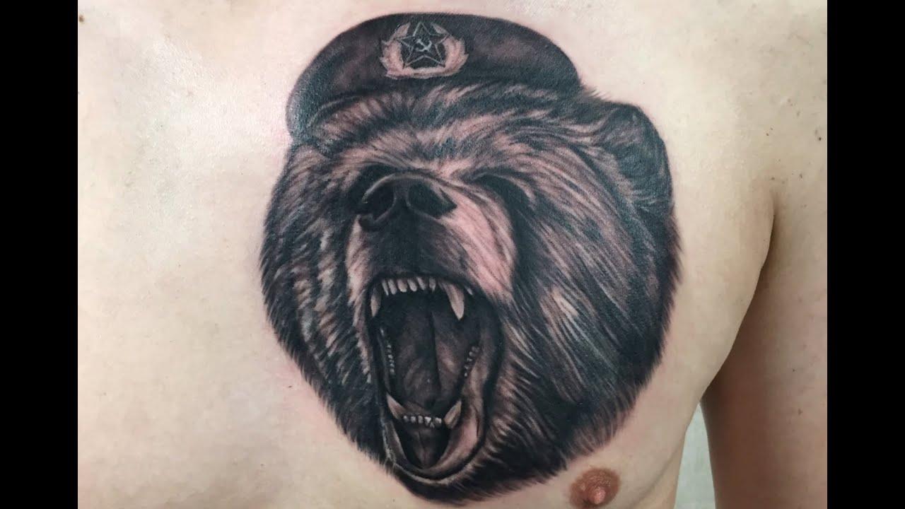 Тату ВДВ на плече медведь