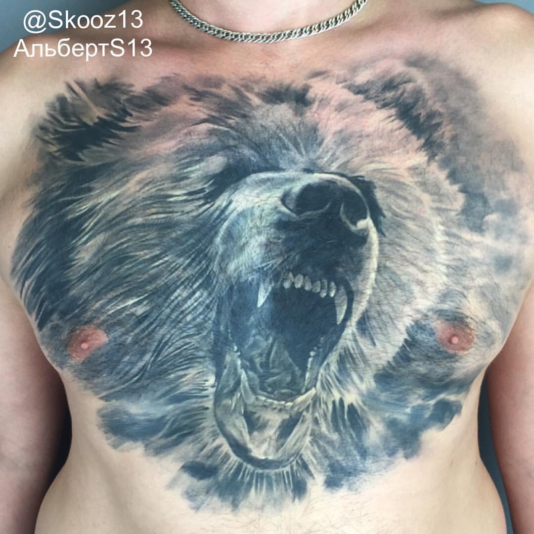 татуировки для мужчин с медведем на груди фото 35