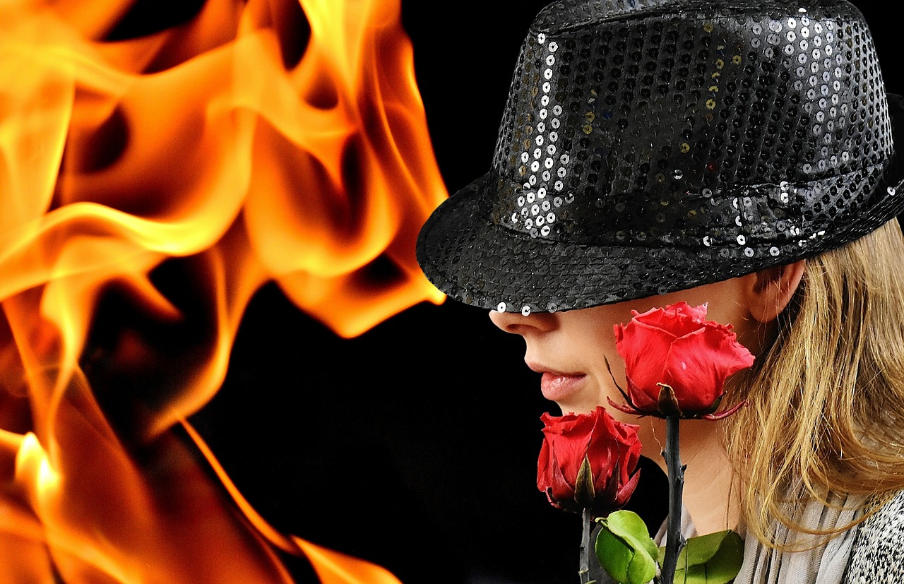 Роза девушка огонь