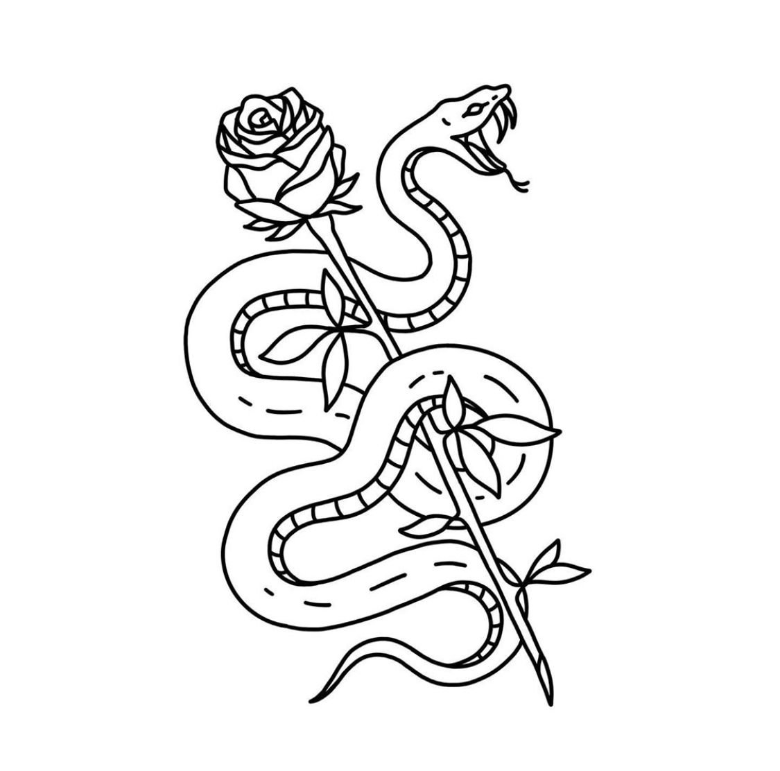 Рисунок змеи для тату