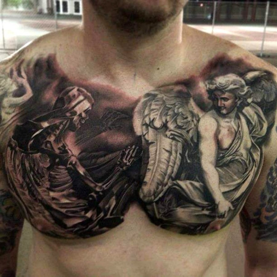татуировки для мужчин на груди ангел фото 81
