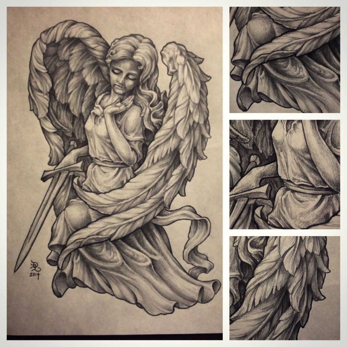 Татуировка ангел эскиз.