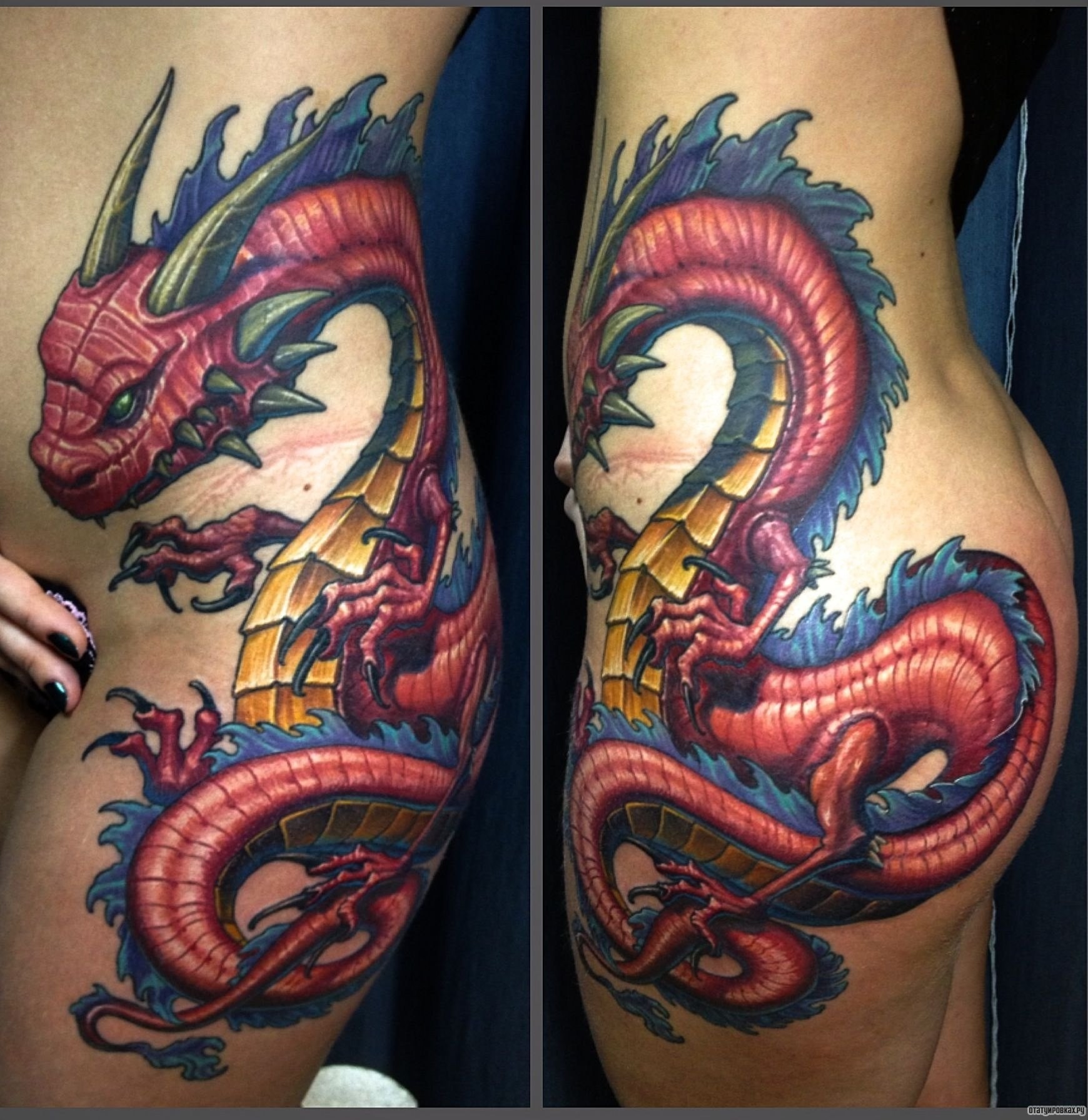 Цветные тату драконов