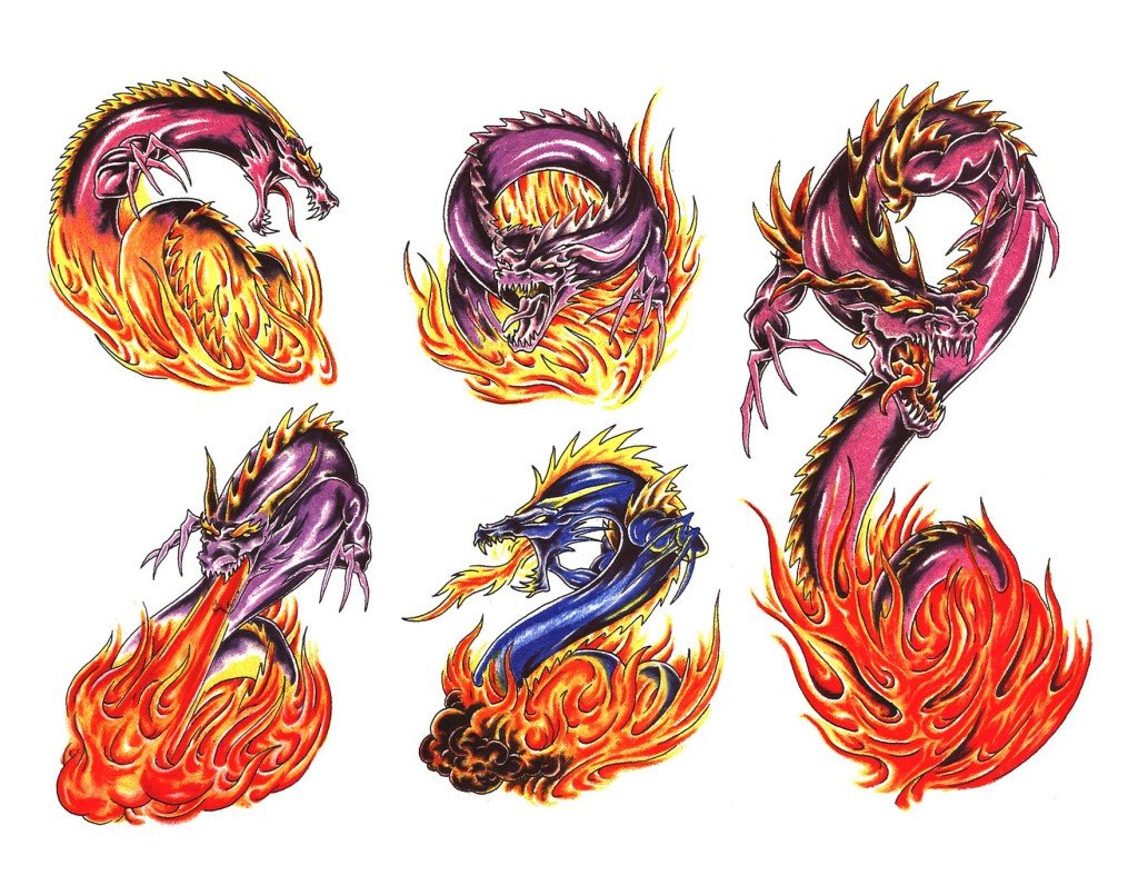 Цветные Татуировки драконов