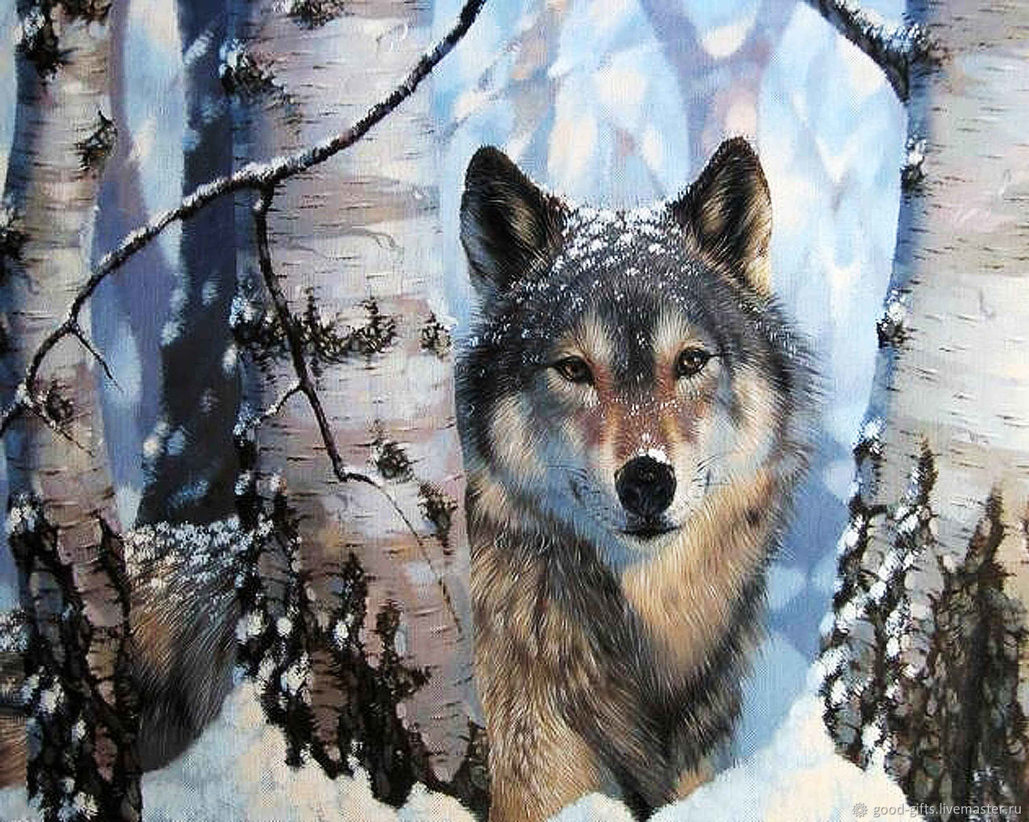 Детский рисунок волк зимой