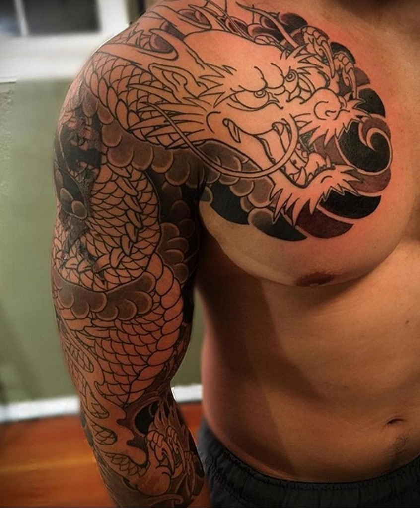 Японский дракон тату на руке