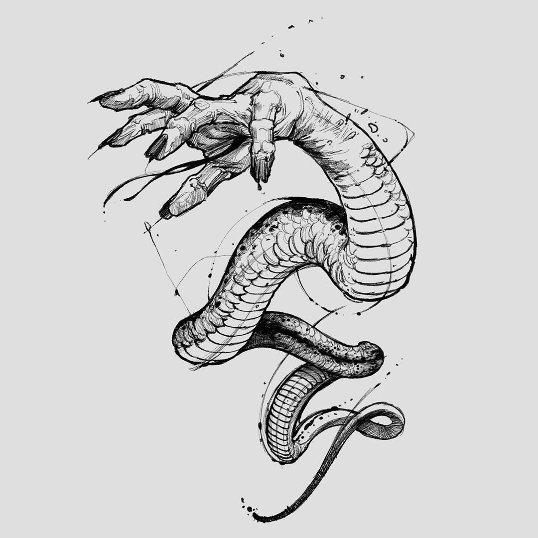 Эскизы татуировок змеи