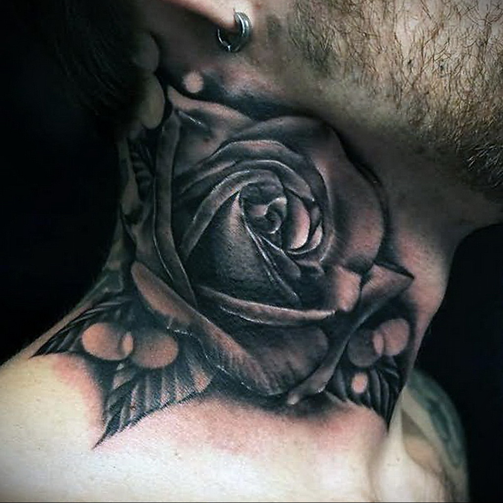 Татуировка роза на шее (59 фото) .