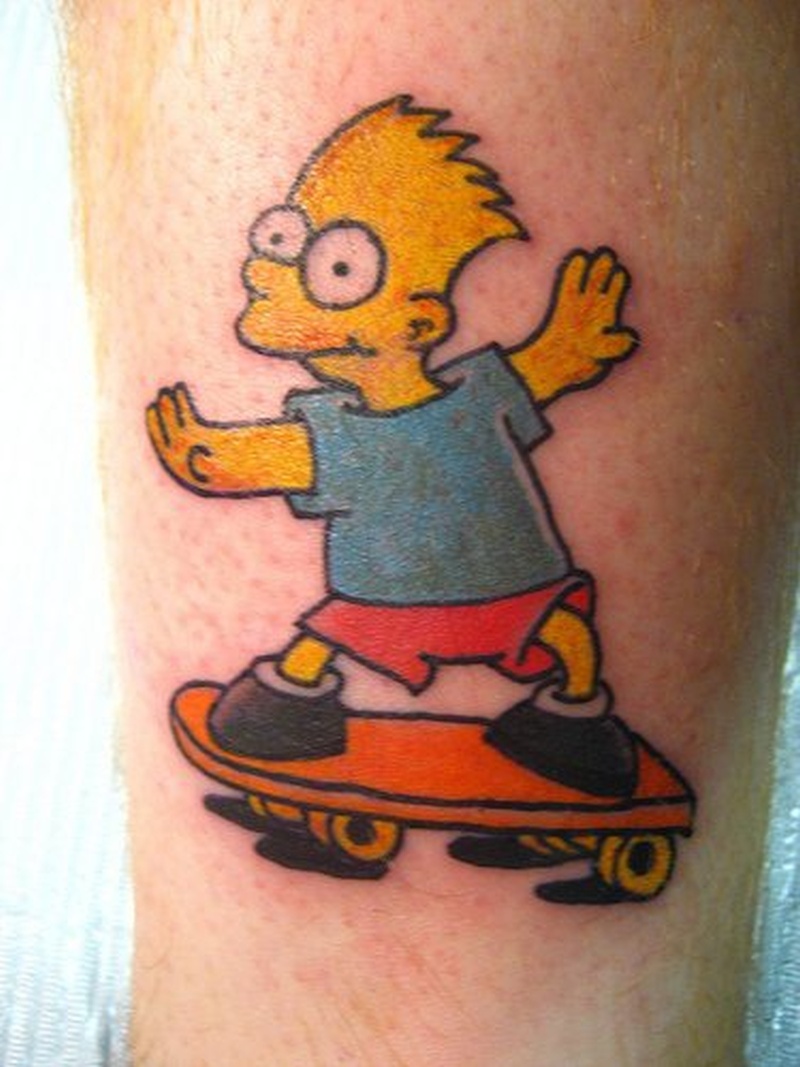 Барт симпсон на скейте тату