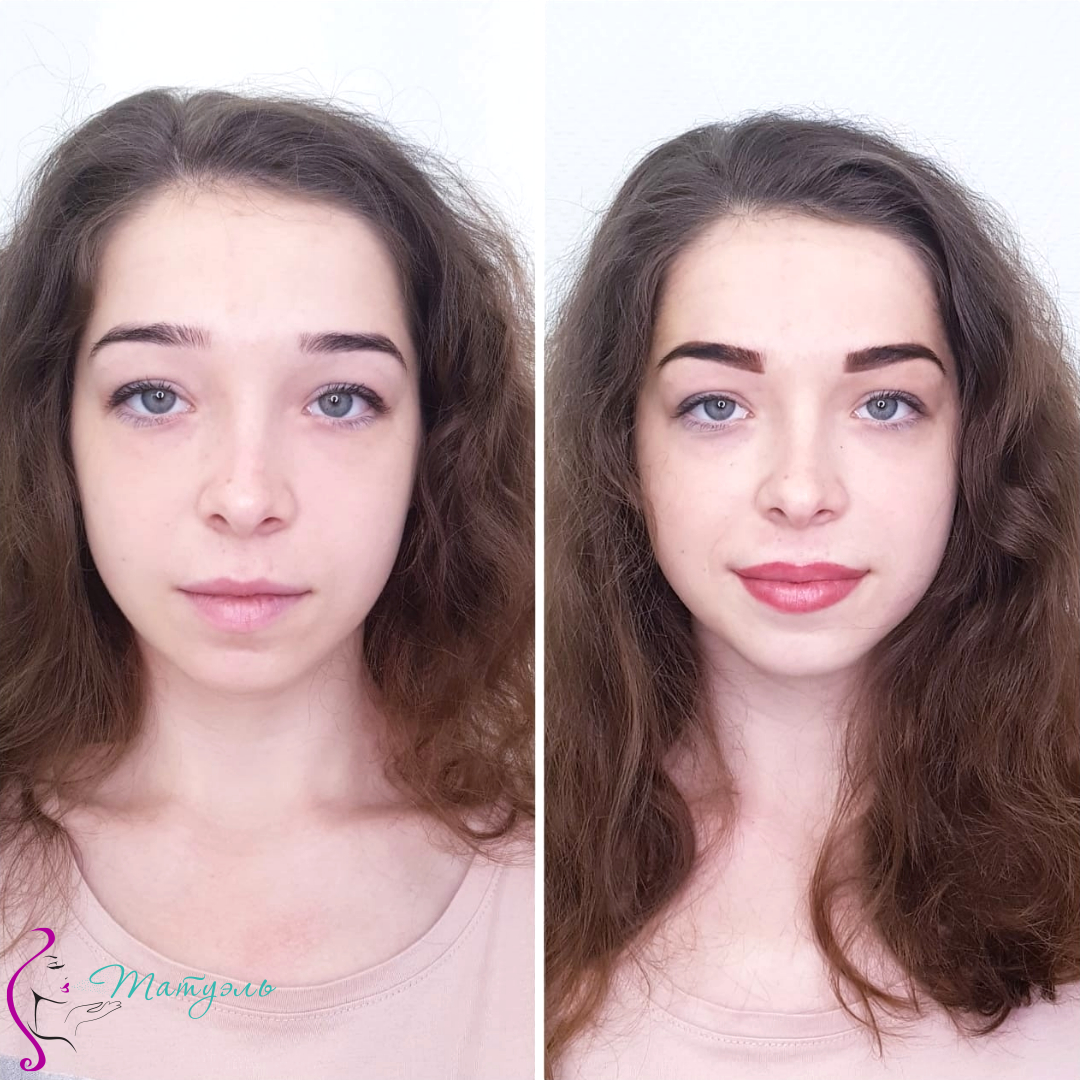 Перманентный макияж до и после