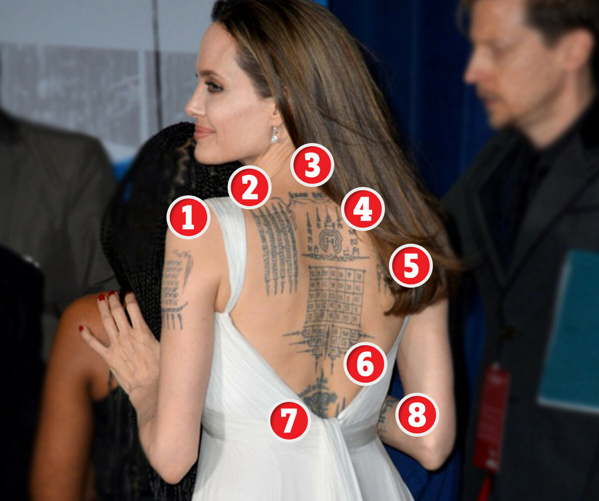 Татуировки Анджелины Джоли на груди