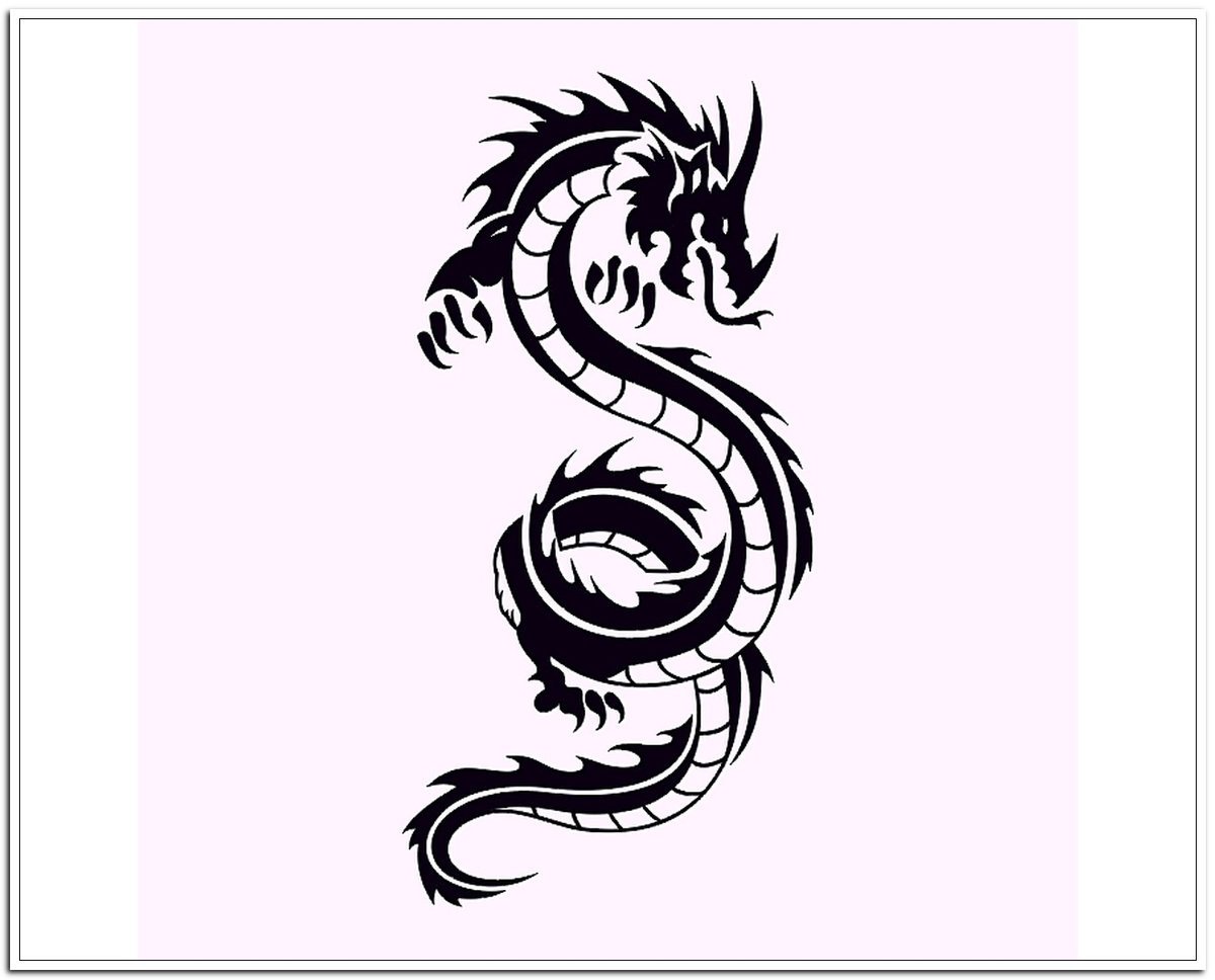 Татуировка дракона на белом фоне