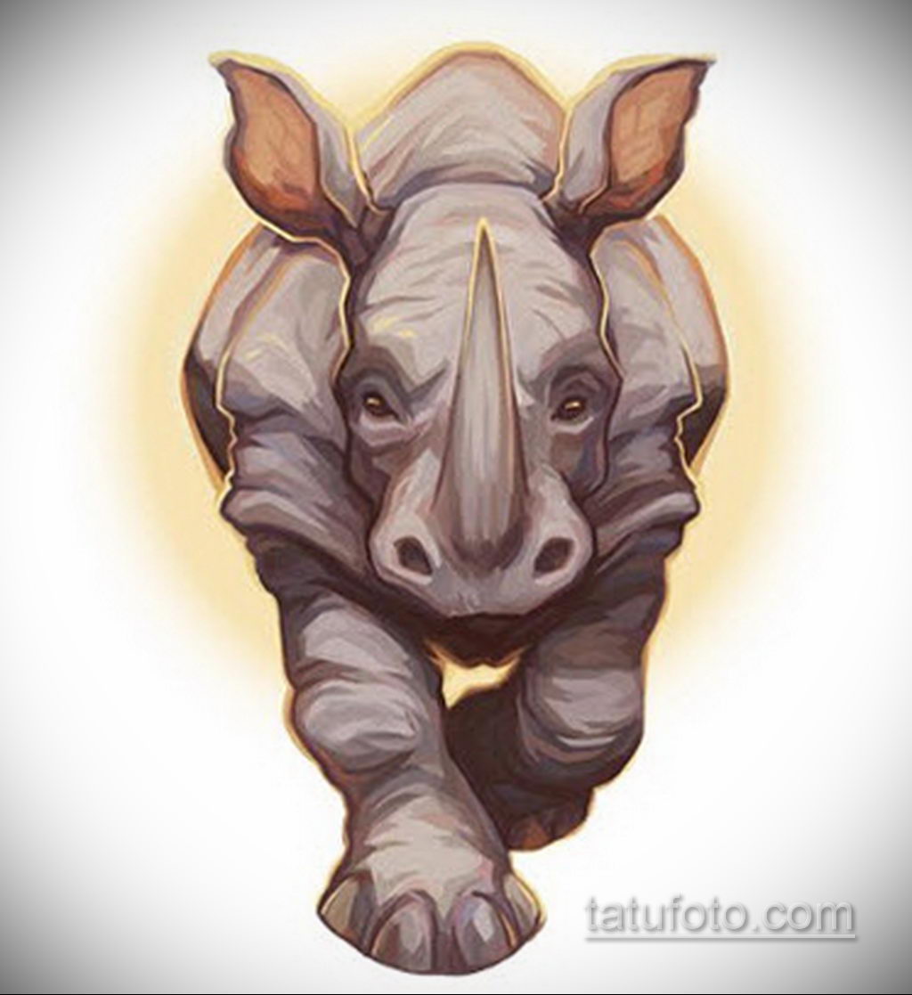 Носорог эскиз на ногу
