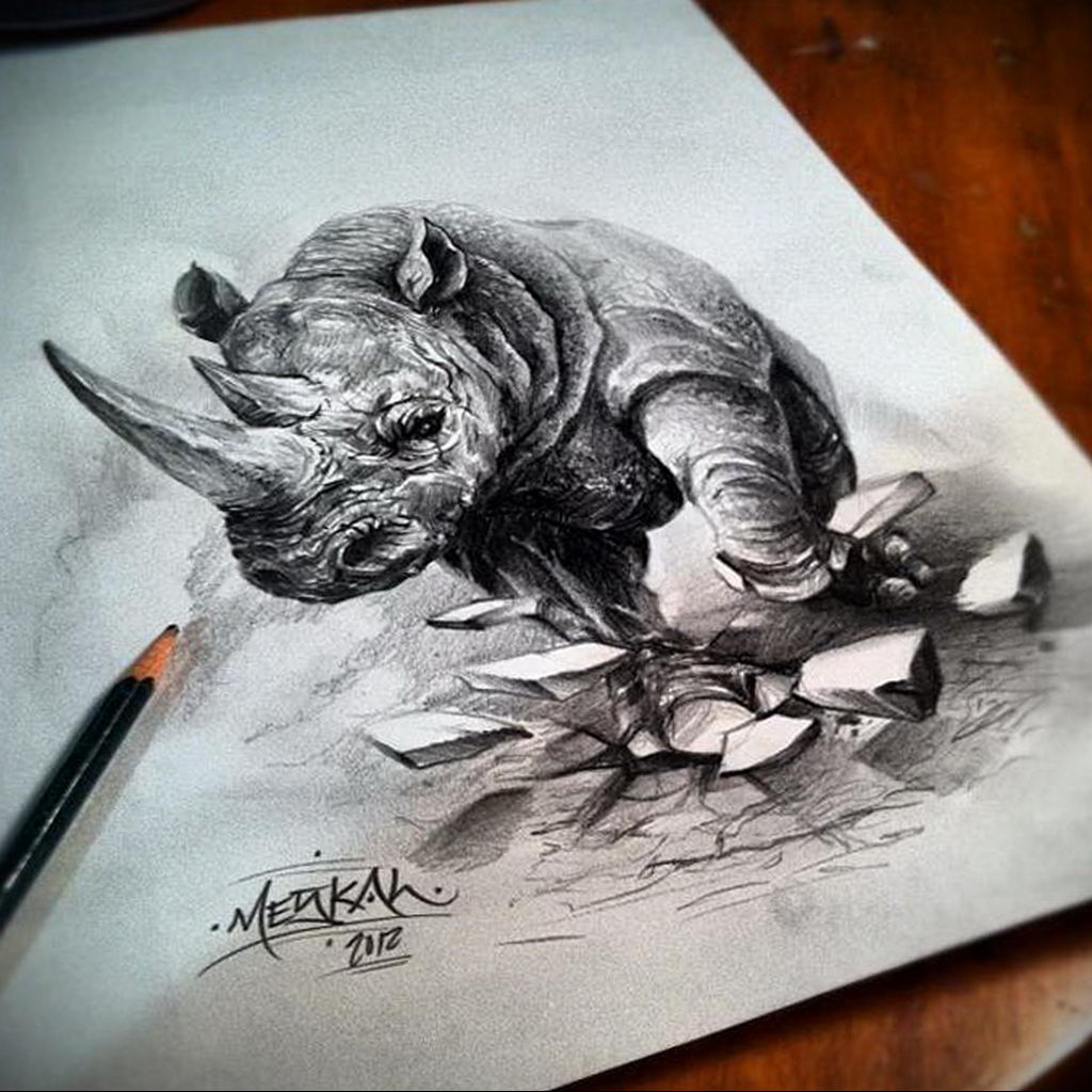 Носорог карандаш реализм