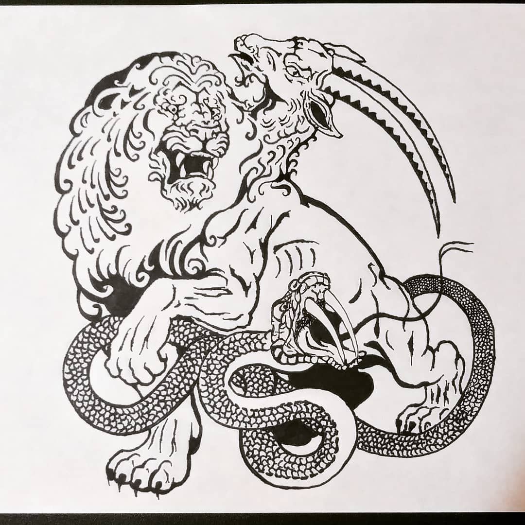 картинки лев змея