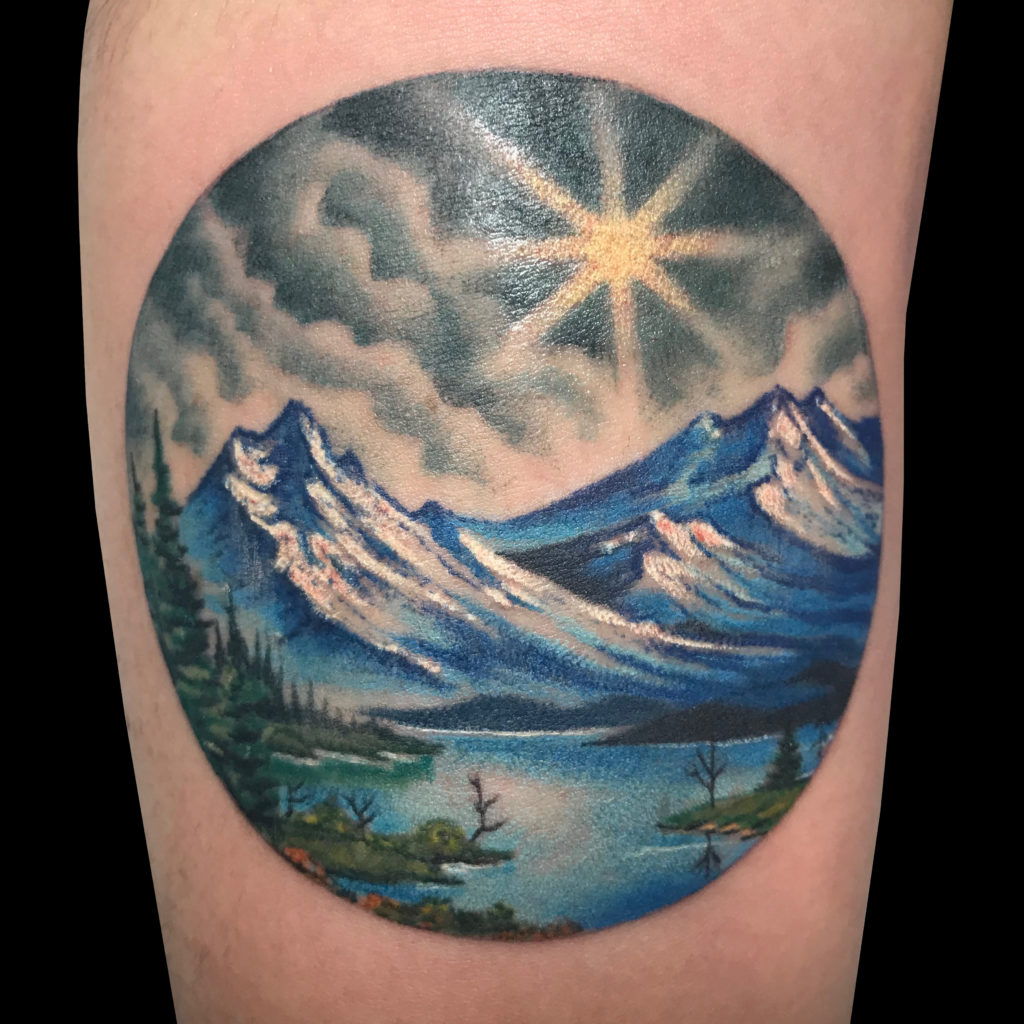 Горы и звездное небо тату