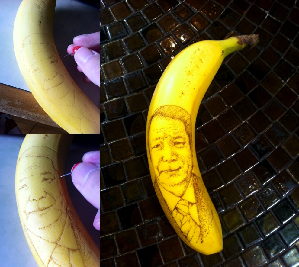 Прикольные рисунки на бананах