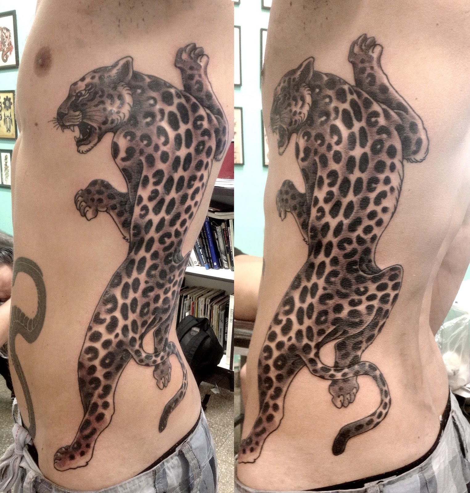 Тату леопард для мужчин на спине