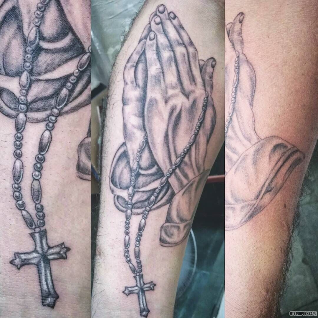 Тату рука с крестом на руке