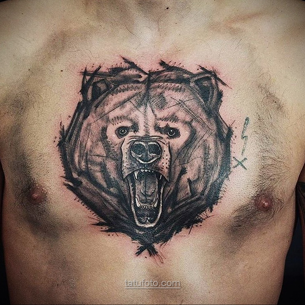 татуировки для мужчин с медведем на груди фото 25